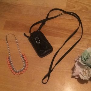 Black Brighton Cross Body Leather Wallet